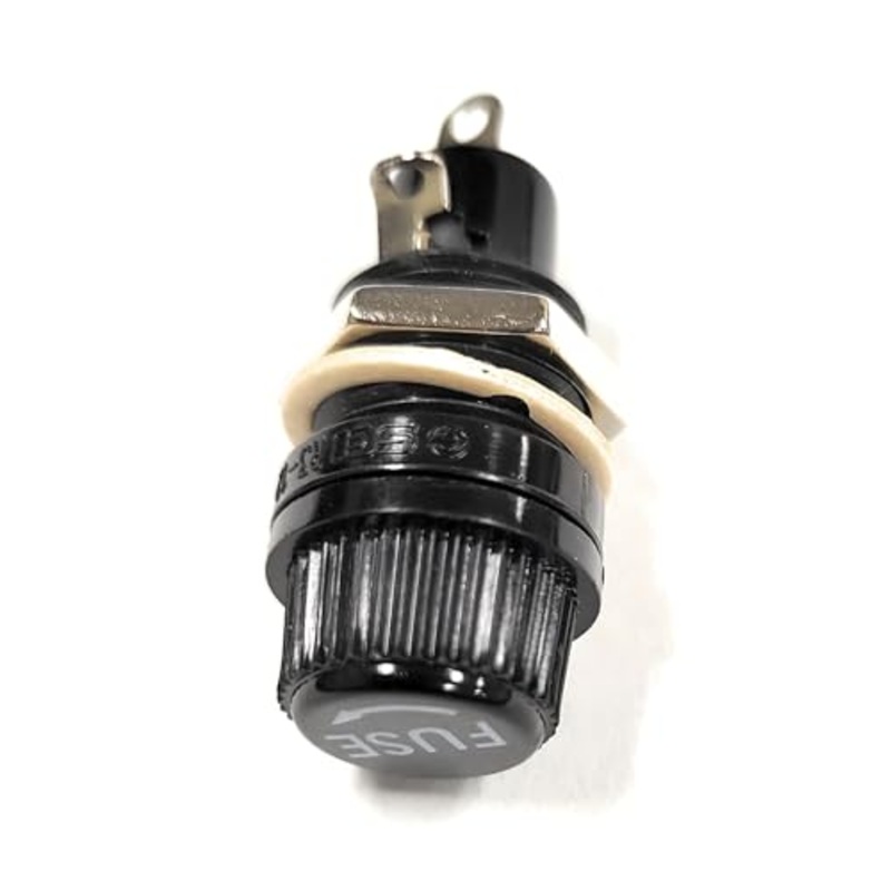 74-FH5 NTE Electronics Fuse Holder (1pc) fits 5 x 20 mm Size fuses Panel Mount with mounting Hardware Cap is Threaded (Screws on/in)