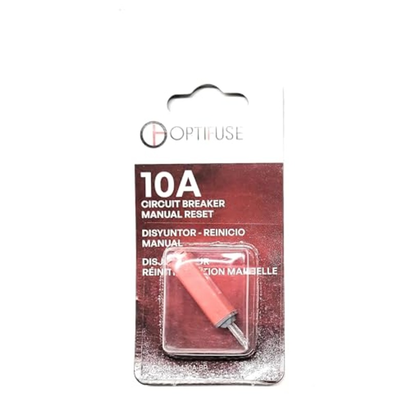 Circuit Breaker 10 AMP Manual Push to Reset (Same Blade Plug in AS ATM Fuse) Automotive Type Breaker (OPTIFUSE) 10 AMP Manual Reset MRCBP4-PM-10A