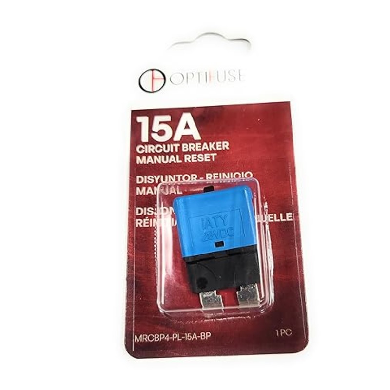 Circuit Breaker 15 AMP Automotive Type(1PC) (Plugs in Like an ATC Blade Fuse) MRCBP-PL-15A OPTIFUSE Push to Reset Manual Reset