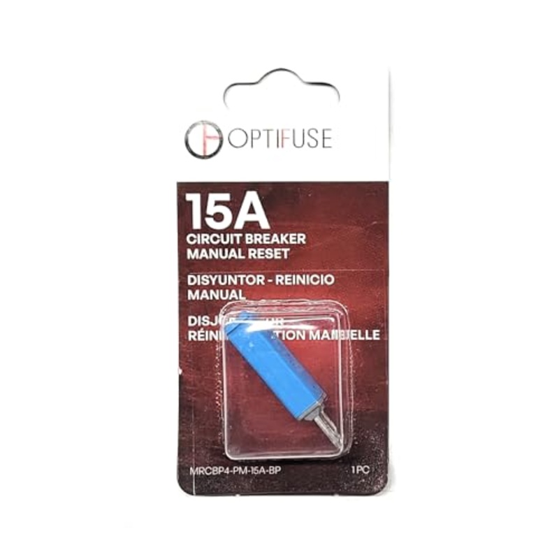 Circuit Breaker 15 AMP Manual Push to Reset (Same Blade Plug in AS ATM Fuse) Automotive Type Breaker (OPTIFUSE) 15 AMP Manual Reset MRCBP4-PM-15A