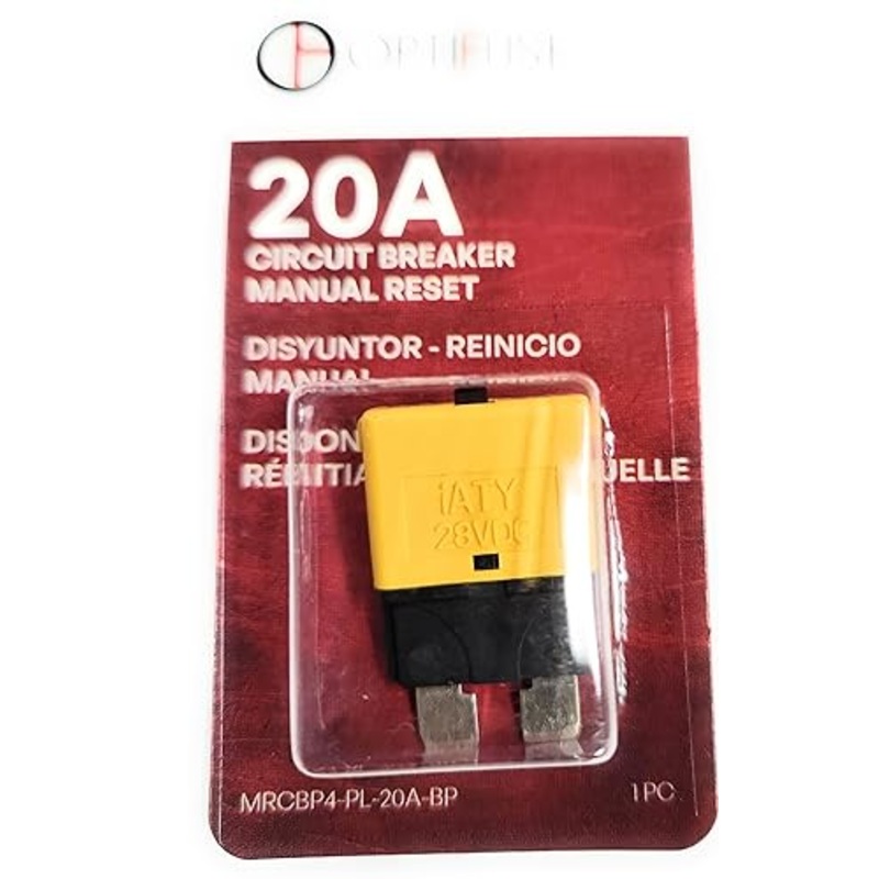 Circuit Breaker 20 AMP Automotive Type(1PC) (Plugs in Like an ATC Blade Fuse) MRCBP-PL-20A OPTIFUSE Push to Reset Manual Reset