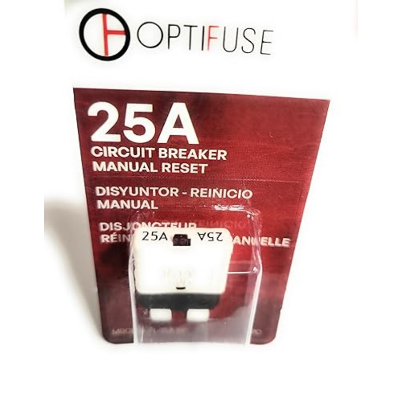 Circuit Breaker 25 AMP Automotive Type(1PC) (Plugs in Like an ATC Blade Fuse) MRCBP-PL-25A OPTIFUSE Push to Reset Manual Reset