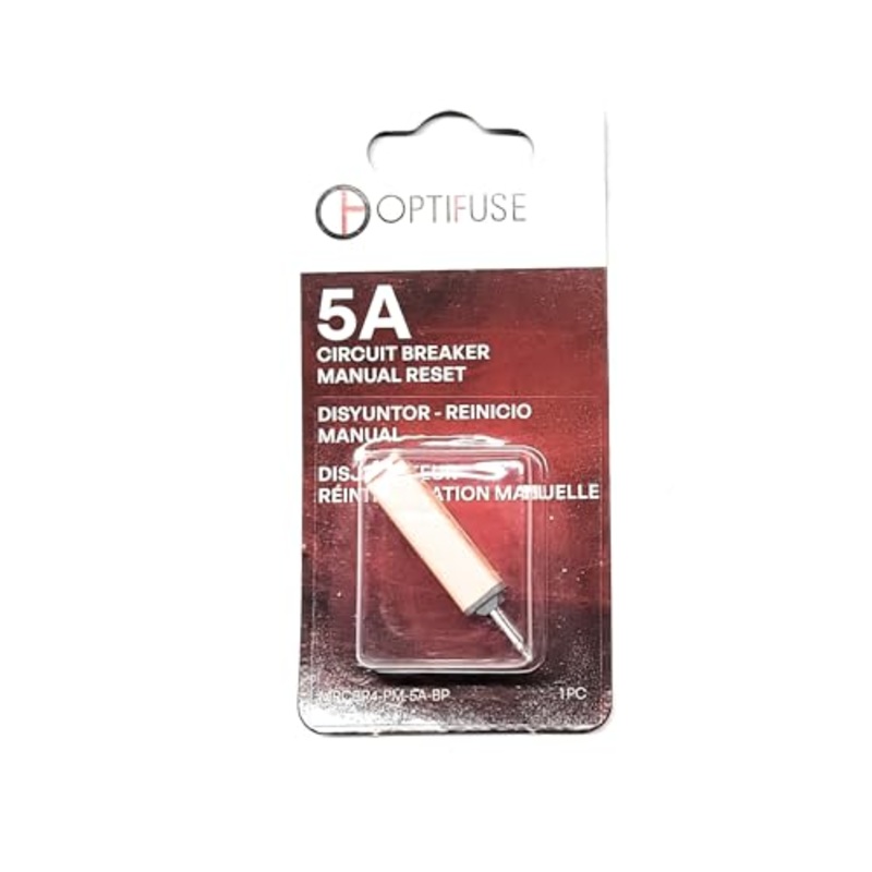 Circuit Breaker 5 AMP Manual Push to Reset (Same Blade Plug in AS ATM Fuse) Automotive Type Breaker (OPTIFUSE) 5 AMP Manual Reset MRCBP4-PM-5A