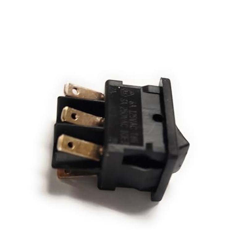 DM61-J1-2-S-05-Q Rocker Switch (1PC) ON-ON DPDT with .110 Q.C. Slide ON Connections or Solder 10 AMP 125VAC Rated SNAP in Panel Mount Hole Size 19MM X 14MM