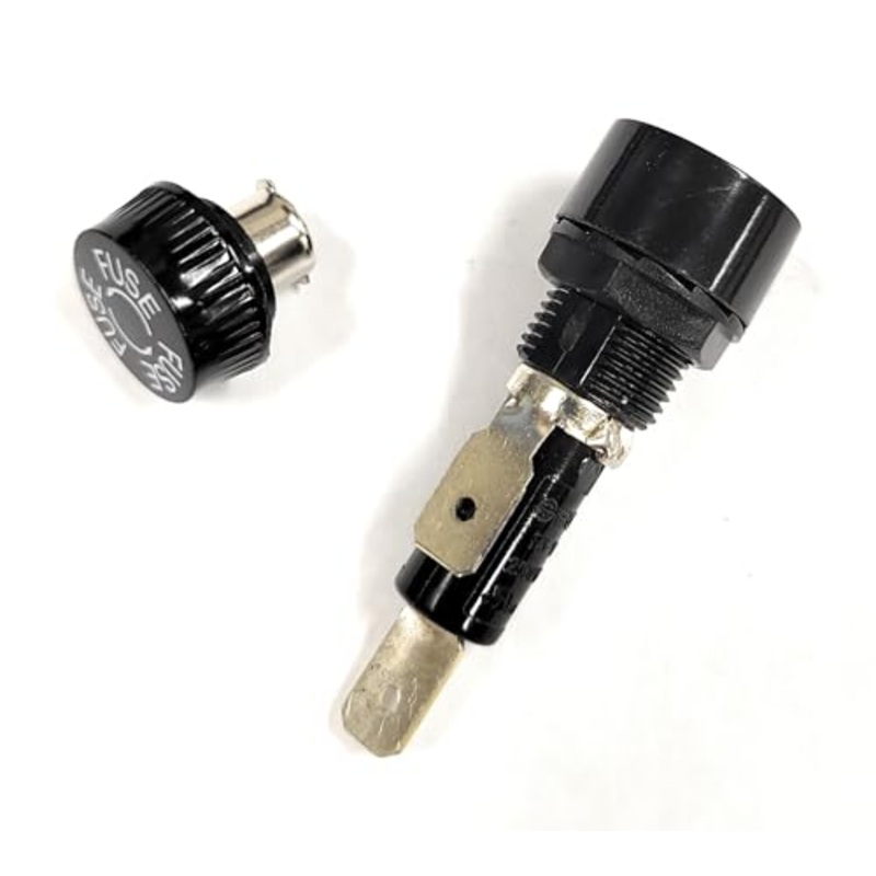 Fuse Holder Thru Hole Panel Mount W/NUT FITS in 1/2 INCH Hole for 3AG Size 1.25 X .25 INCH 6.3MM X 30MM for Single Fuse HAS .250 INCH Q.C. TERMINALS Twist Lock Fuse Cap (1PC) PMA-KB-03-Q2S OPTIFUSE