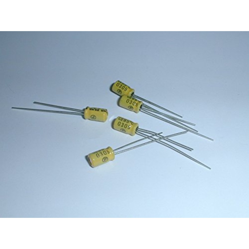 RC2-50V2R2MB Miniature Electrolytic Capacitors 2.2uf 50V, Radial Lead, 85deg C, 4 x 7mm (5 pieces)