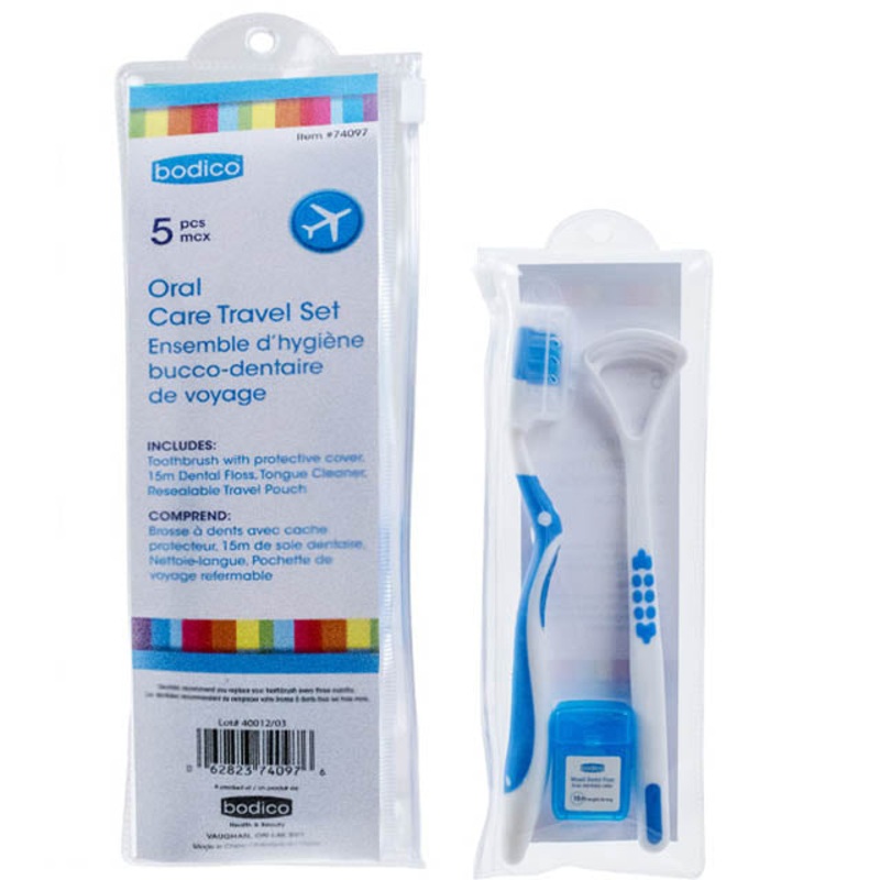 74097 – TRAVEL ORAL CARE 5PCS/SET TOOTH BURSH W/COVER DENTAL FLOSS