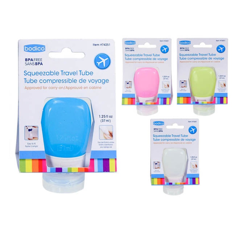 74251 – TRAVEL SQUEEZABLE TUBE 37ML ASSORTED COLORS