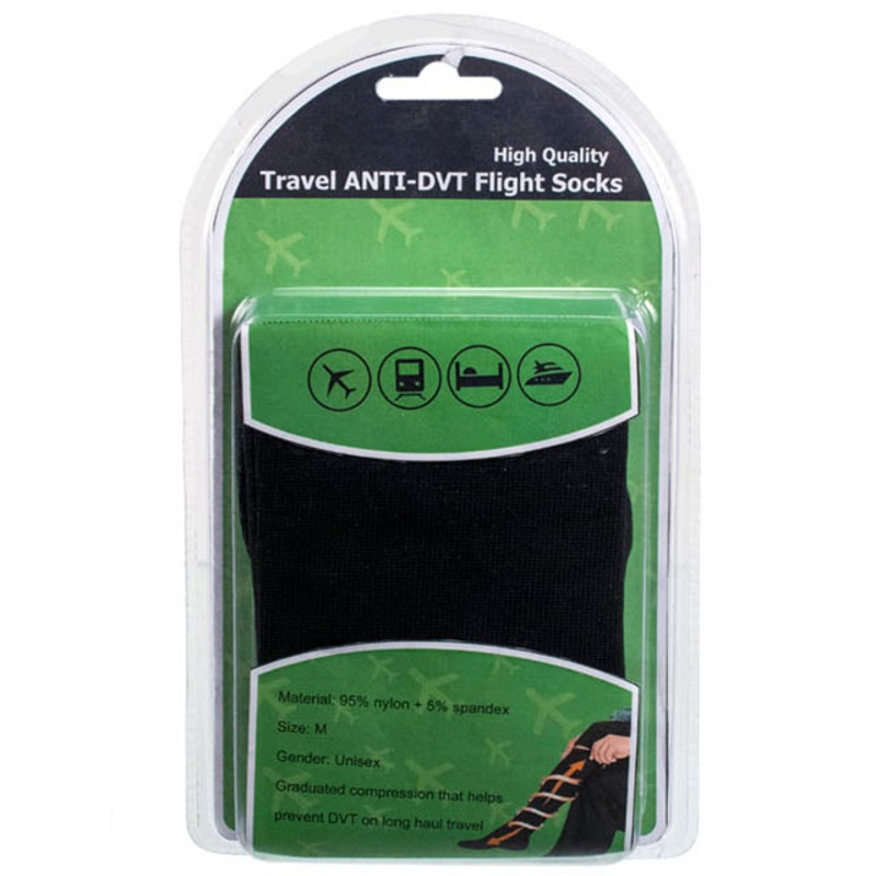 89592 – COMPRESSION SOCKS TRAVEL BLACK ANTI-DVT ASSORTED SIZES