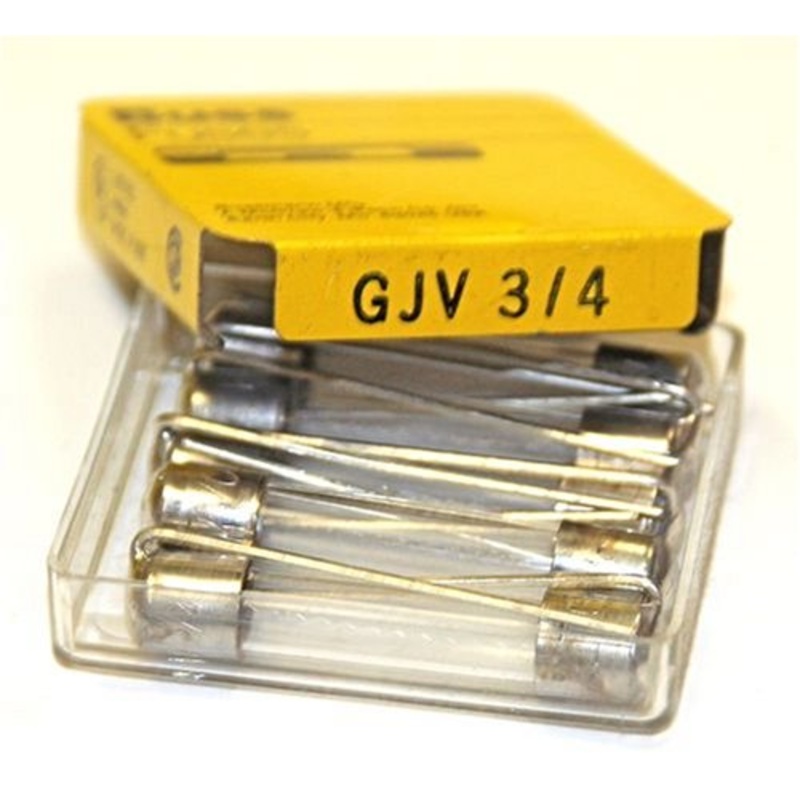 Box of (5) Bussmann GJV-3/4 Amp @ 250 Volts or Less 1/4″ x 1-1/4″ Fast Blowing Fuses with Pig Tail Leads