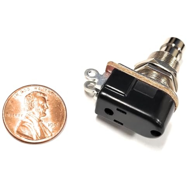 Push Button Switch, Metal, Normally Open Momentary, 4 Amp 125V, 1/2 Inch Mount