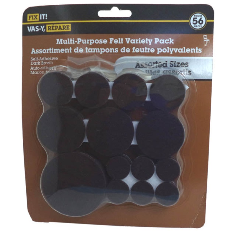 9022-A – FEET CHAMOIS ROUD ADHESIVE FELT PROTECTORS ASSORTED 56PCS/PACK