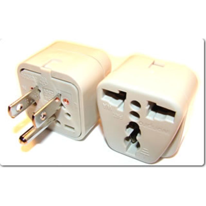 QK-6050A – TRAVEL ADAPTER 3P N-AMERICA PLUG TO UNIVERSAL JACK W/GROUND WHITE