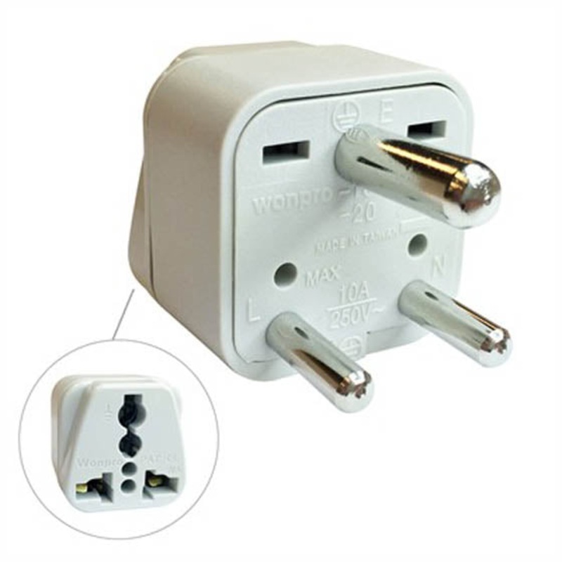 WA-10 – TRAVEL ADAPTER 3P INDIAN PLUG TO UNIVERSAL JACK WITH GROUND