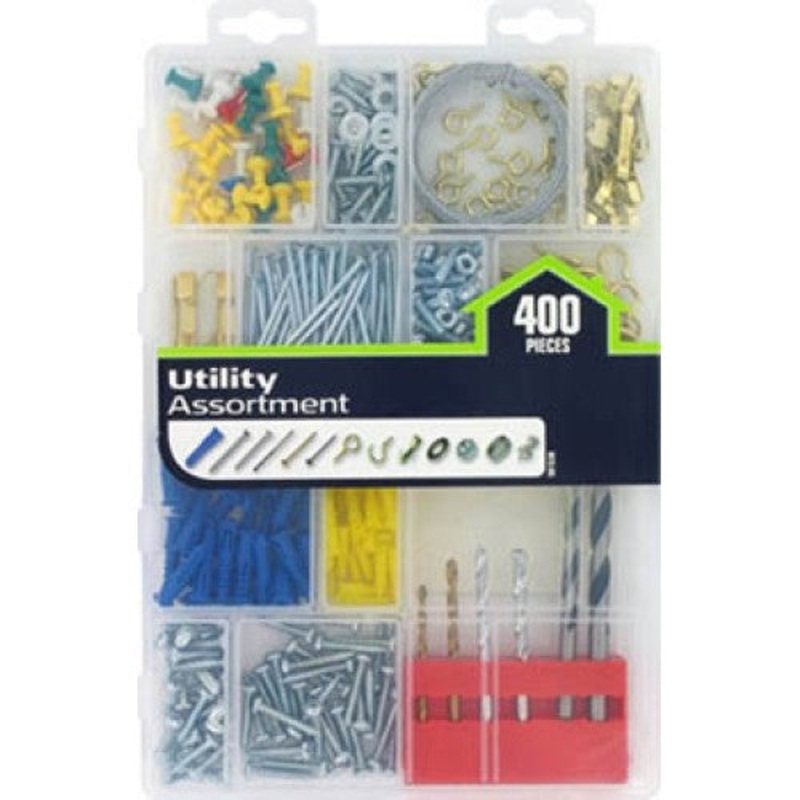 591536 – SCREWS NAILS WALLPLUGS HOOKS ANCHORS DRILL BITS 400PCS/SET
