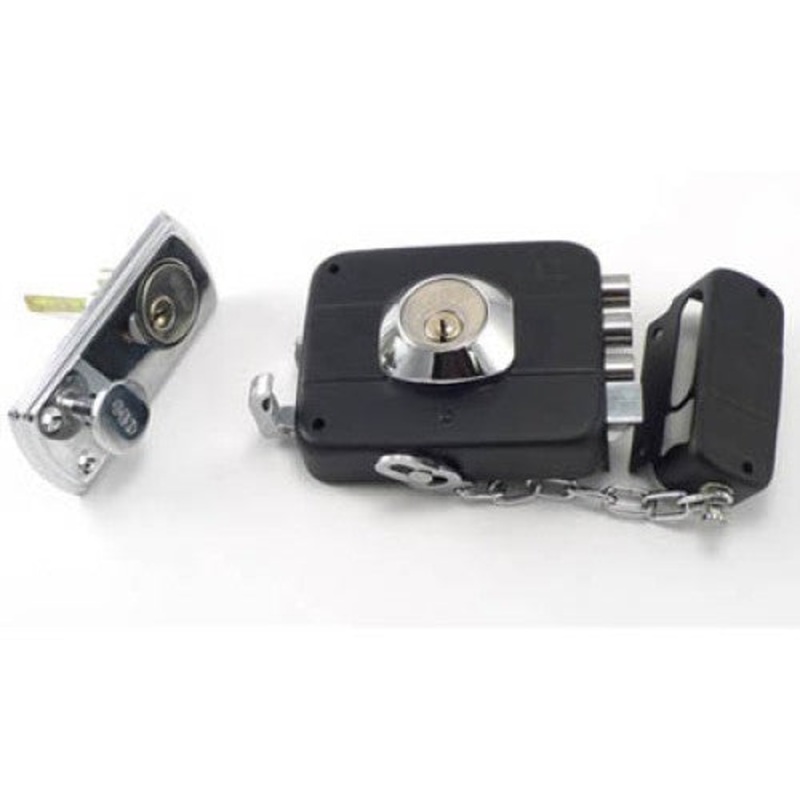 91010-168 – DEADBOLT LOCK NICKLE PLATED RIGHT HANDED CHAIN WITH 3 KEYS