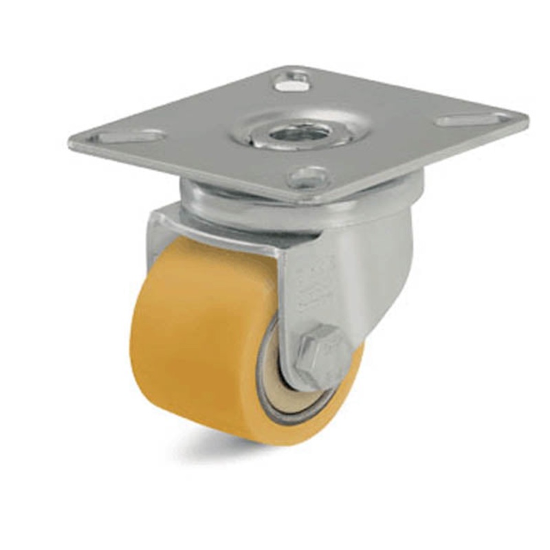 LPA-VSTH-35K – CASTER POLYURETHANE 1.4IN SWIVEL METAL TOP 2.3X2.3IN NO BRAKE YEL