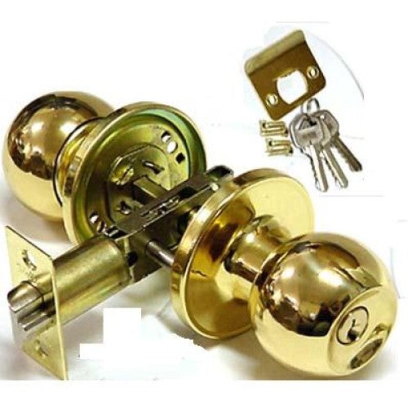 WH-1886-GO – ENTRANCE LOCK W/BUTTON GOLD PLAT PLATED