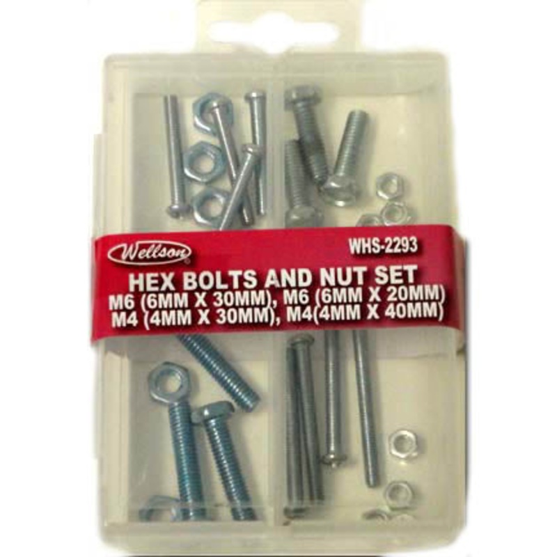 WHS-2293 – NUTS AND BOLTS KIT M6(6X30/6X20MM) M4(4X30/4X40MM) (14 pcs/pkg)