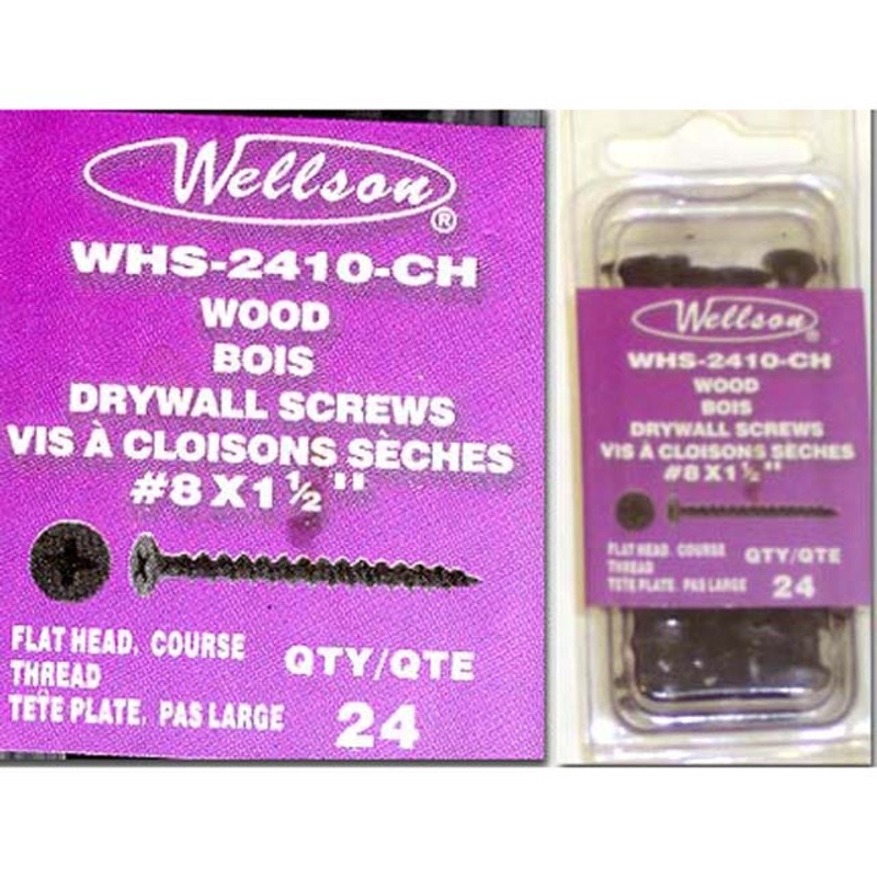 WHS-2410-CH – SCREW WOOD #8X1 1/2IN PHILIPS FLAT HEAD BLACK OXIDE (24 pcs/pkg)