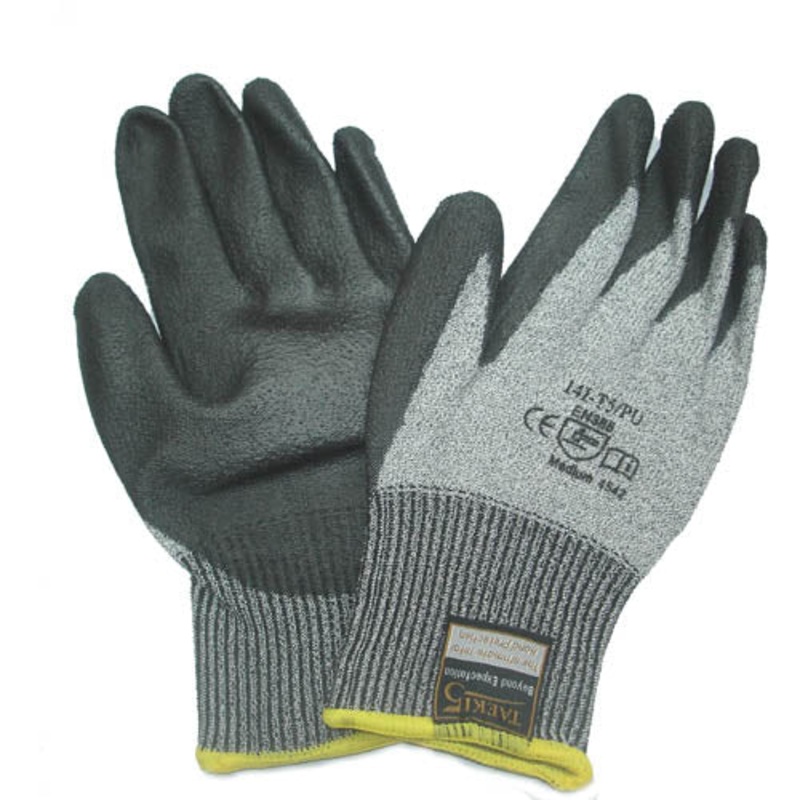 14I-T5/PU-MEDIUM – GLOVES CUT RESISTANT MEDIUM GRY EN388 CUT LEVEL OF 5