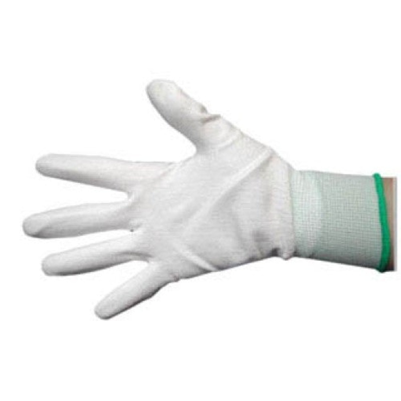 46I-BO500-LARGE – GLOVES NYLON LARGE WHITE PALM COATED WITH BROWN TRIM