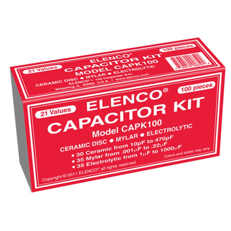 CAPK100 – CAP LYT CER MYLAR RDL ASSORTED 100PC/PACK 21 VALUES