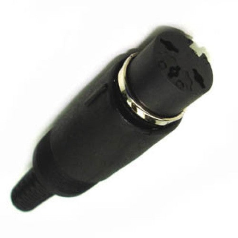 20-422 – DIN JACK 3POS 180 DEGREE INLINE PLAST BLACK 5 HOLES 3 CONNECTION