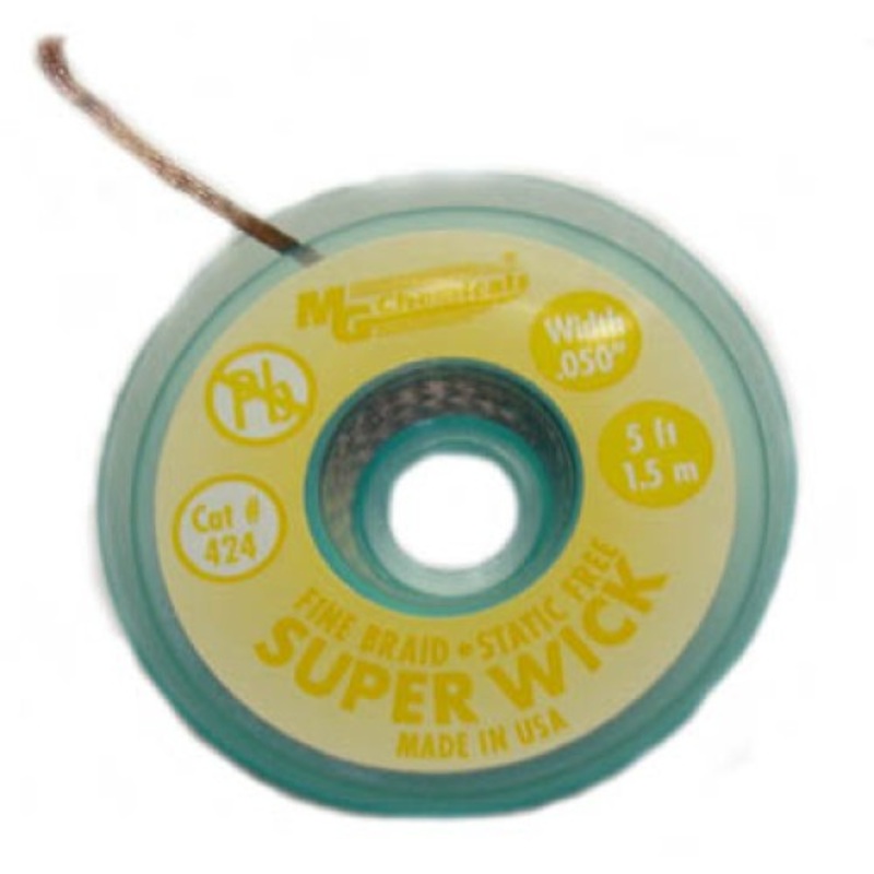 424-C-1.5M – SOLDER WICK #2 YEL 1.3MM 5FT COMMERCIAL GRADE