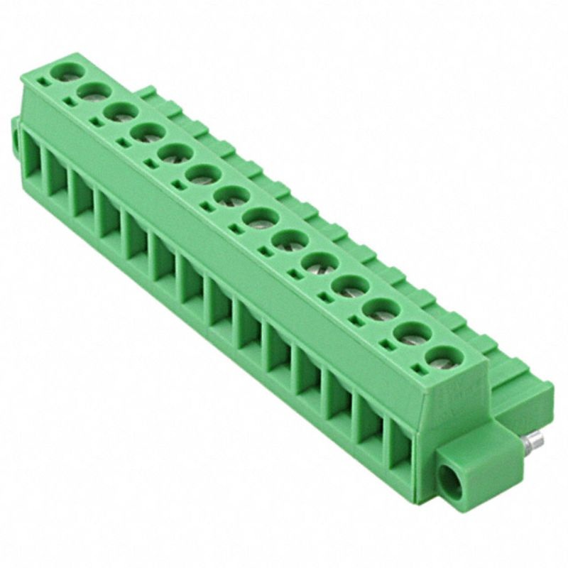1778108 – TERM BLOCK 14P CLAMP RA 5MM FEM PLUGGABLE W/HDR GRN