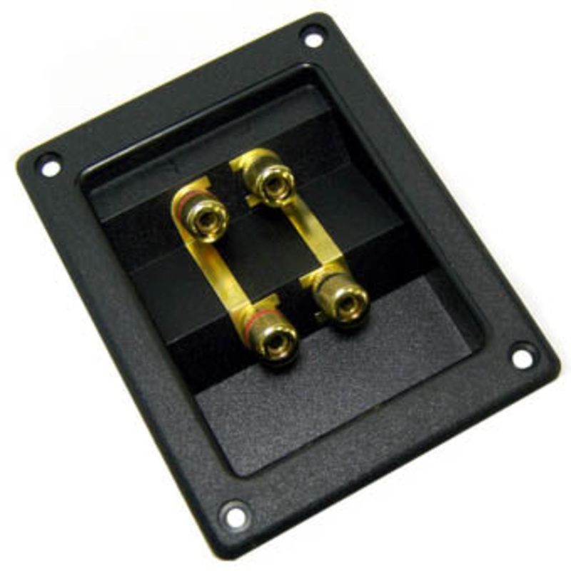 ST1006 – SPEAKER TERM 4POS SQ 123X95MM CH WITH BANANA JACK GOLD/ RED AND BLK