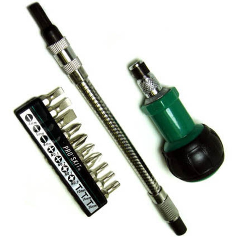 800-076 – SCREWDRIVER MULTIBIT 10 IN 1 FLEXIBLE RATCHET HANDLE 7.5IN