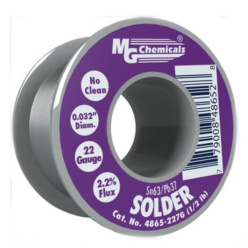 4865-227G – SOLDER WIRE 63/37 NO CLEAN 1/2LB 0.032IN(22AWG) ROSIN FLUX 2.2%