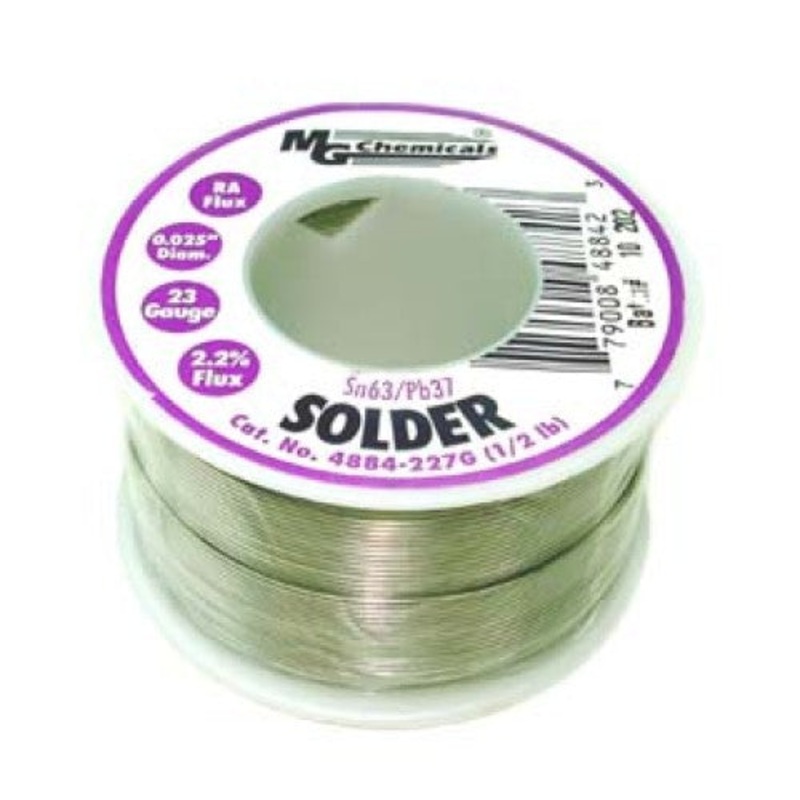 4884-227G – SOLDER WIRE 63/37 REGULAR 1/2LB 0.025IN(23AWG) ROSIN FLUX 2.2%
