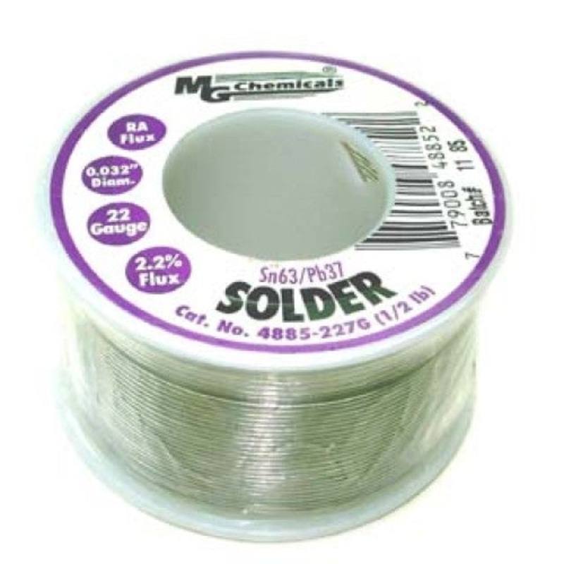 4885-227G – SOLDER WIRE 63/37 REGULAR 1/2LB 22AWG 0.032IN RA CORE