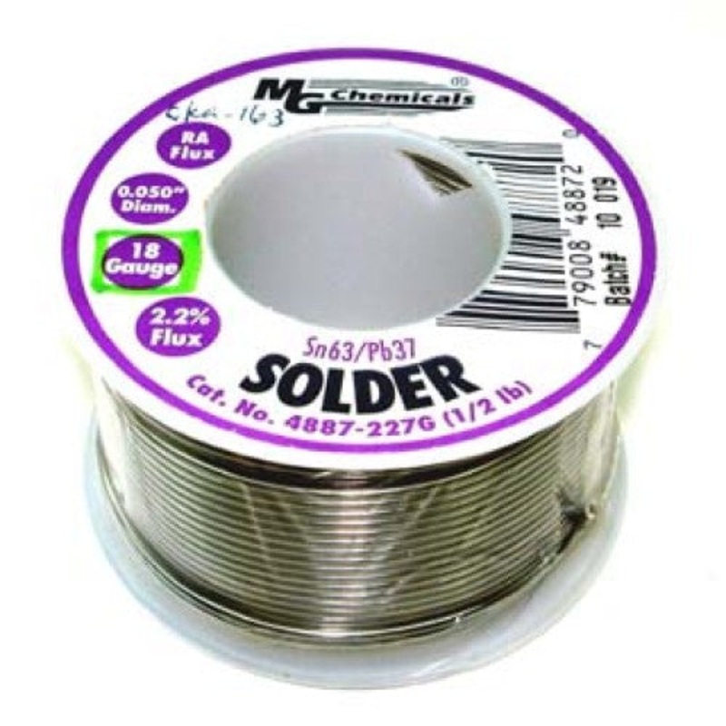 4887-227G – SOLDER WIRE 63/37 REGULAR 1/2LB 18AWG 0.05IN RA CORE