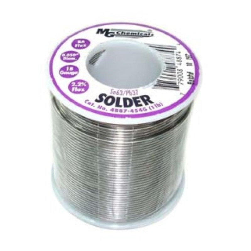 4887-454G – SOLDER WIRE 63/37 REGULAR 1LB 18AWG 0.05IN RA CORE