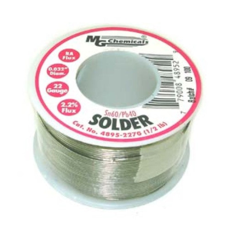4895-227G – SOLDER WIRE 60/40 REGULAR 1/2LB 22AWG 0.032IN RA CORE