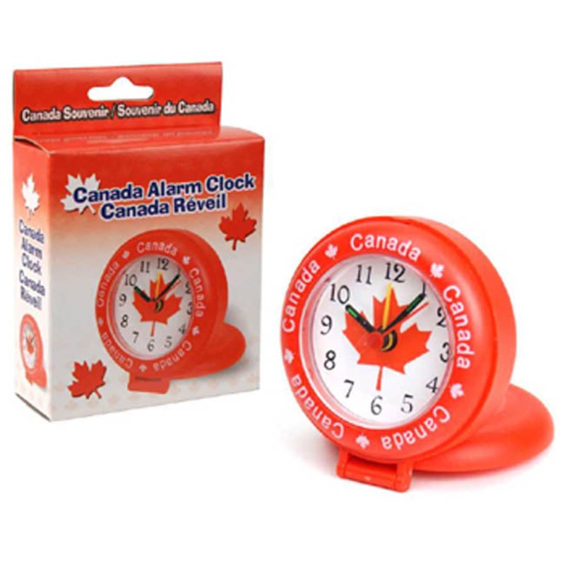 62258 – CANADA SOUVENIR ALARM CLOCK 3INCH DIA REQUIRES 1XAA BATTERY