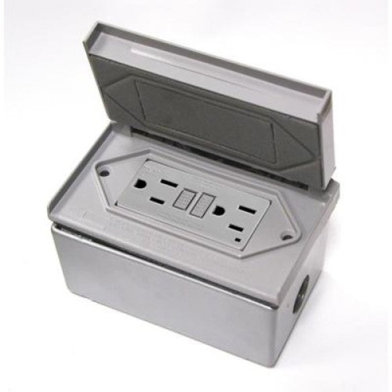 770-4996-KIT – ELECTRICAL RECEPTACLE 2POS 15A 125V GFCI W/WALLPLATE WP GRY KIT
