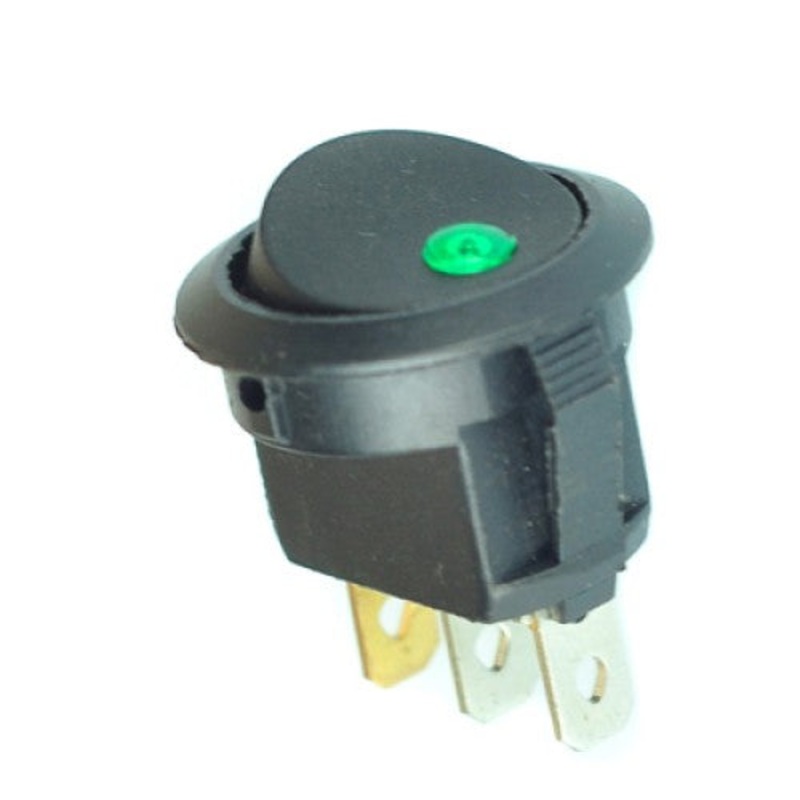 66-2287 – ROCKER SWITCH LIT 1P1T 16A ON- OFF 12VDC QT 20MM HOLE GRN LED