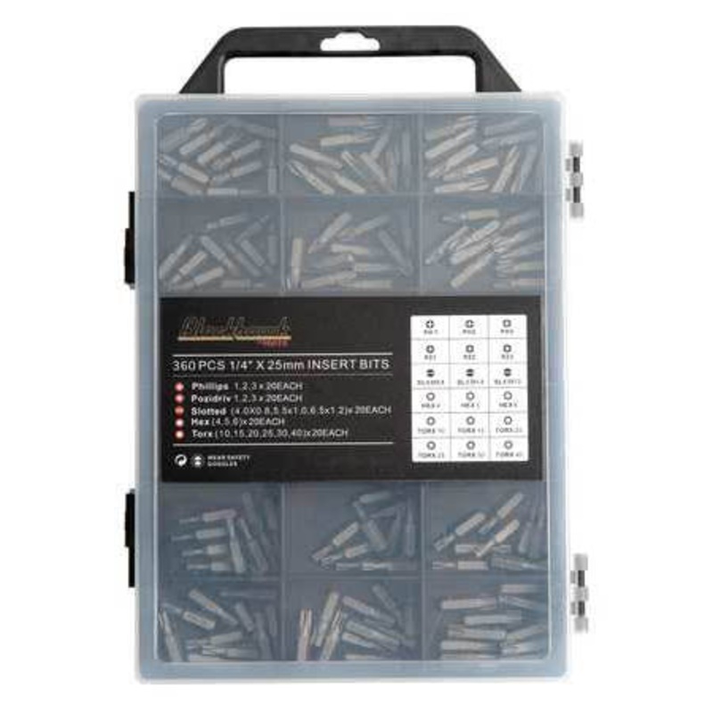 BI-360S – SCREWDRIVER MULTIBIT 1/4IN DRIVE PHIL SLOTED HEX TORX 360PCS/SET