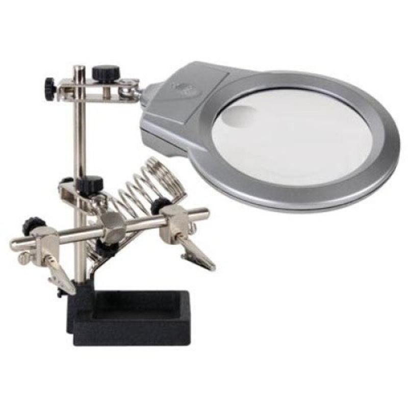 VTHH3 – HELPING HAND W/MAGNIFIER 2X/6X LED LIGHT AND SOLDERING STAND