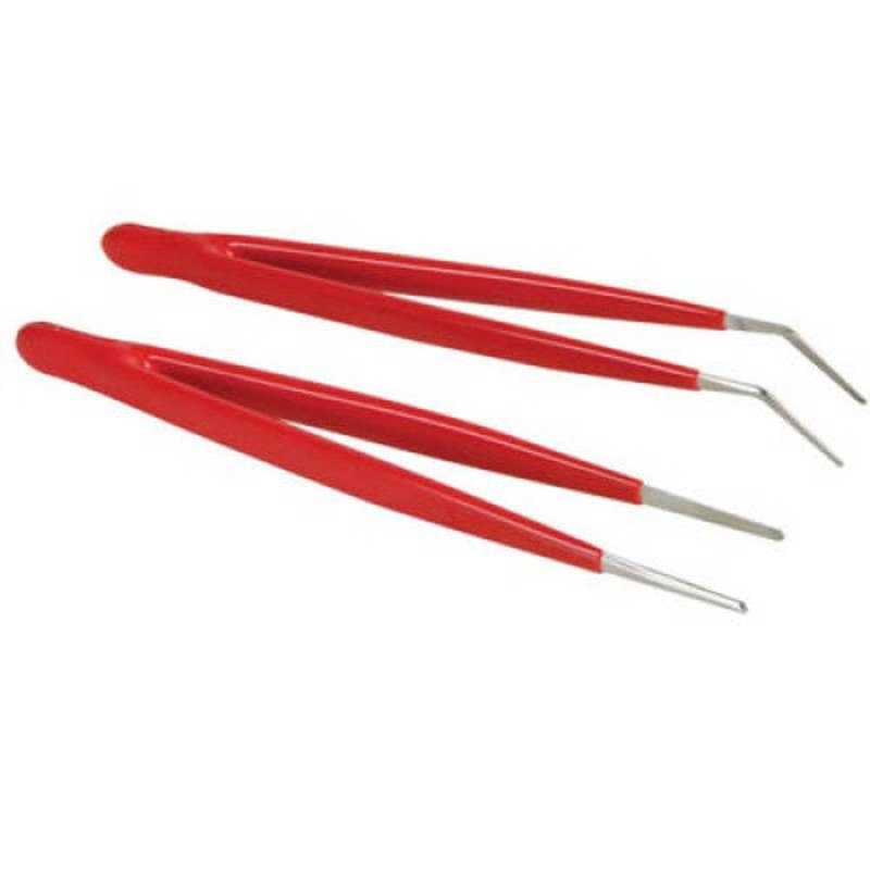 VTTW5 – TWEEZER METAL 6IN W/PLAST SLEEVE BENT/STRAIGHT NOSE 2PCS/SET