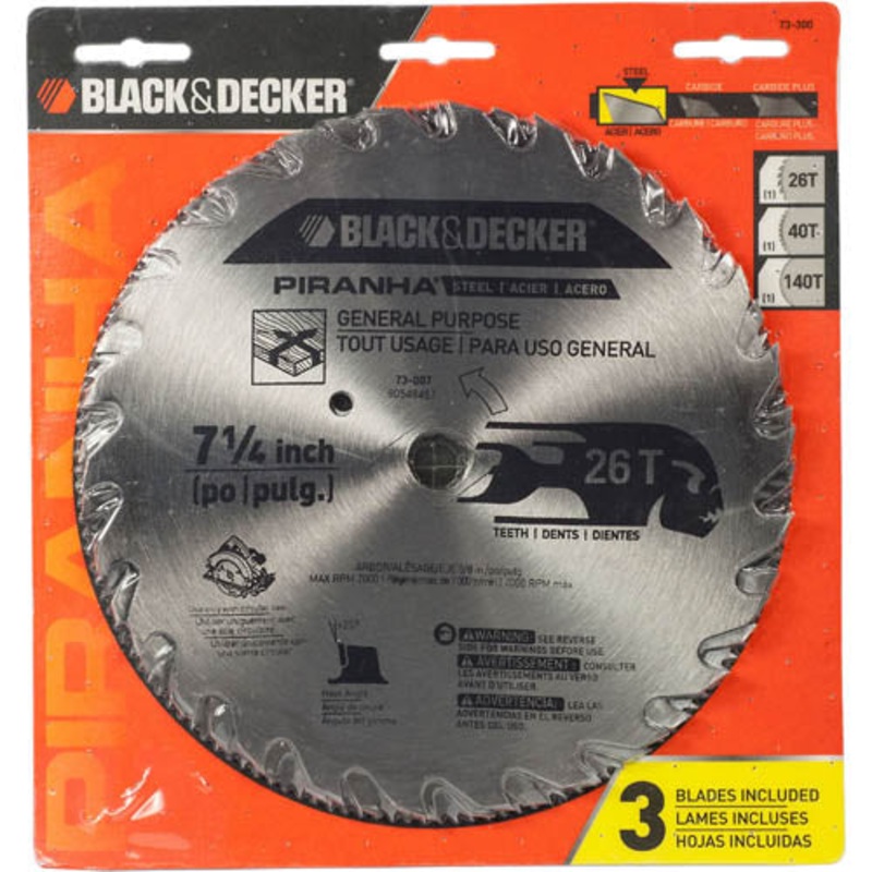 73-300 – SAW BLADE 7.25IN STEEL 3 BLADES/SET 26T 40T AND 140T