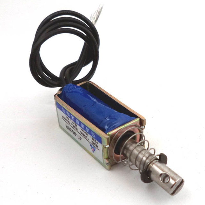 JF-0530B – SOLENOID DC 12V 300MA PUSH-PULL 5N/10MM LINEAR MOTION