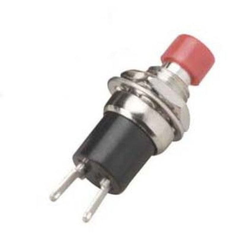 R13-24 – PUSH SWITCH MOM 1P1T NO THR SOL 7MM RED BUTTON 3A/125VAC