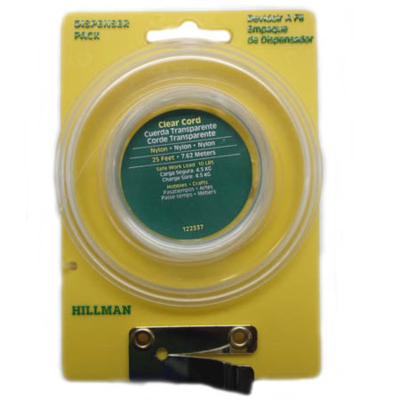 122337 – NYLON CLEAR CORD 25FT DISPENSER PACK SAFE WORK LOAD 10BS