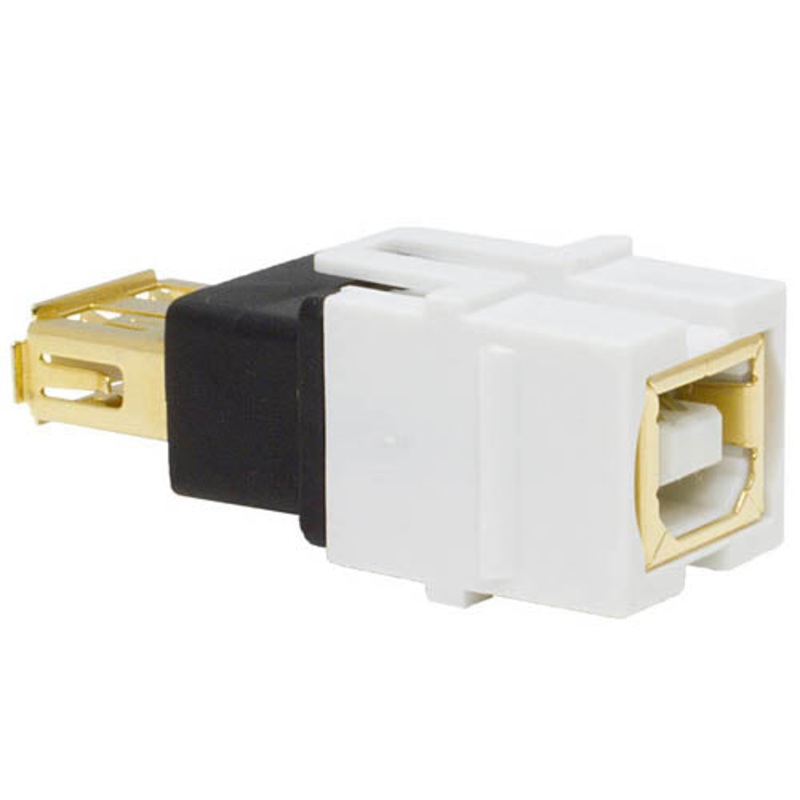 ZK-USB2-AB – KEYSTONE COUPLER USB A-B JK-JK WHT FLUSH HALF COVERED