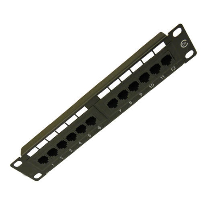 OCT6017-12PORTCAT5E – PATCH PANEL 12PORT CAT5E BLK 10INCH WITHOUT BRACKET